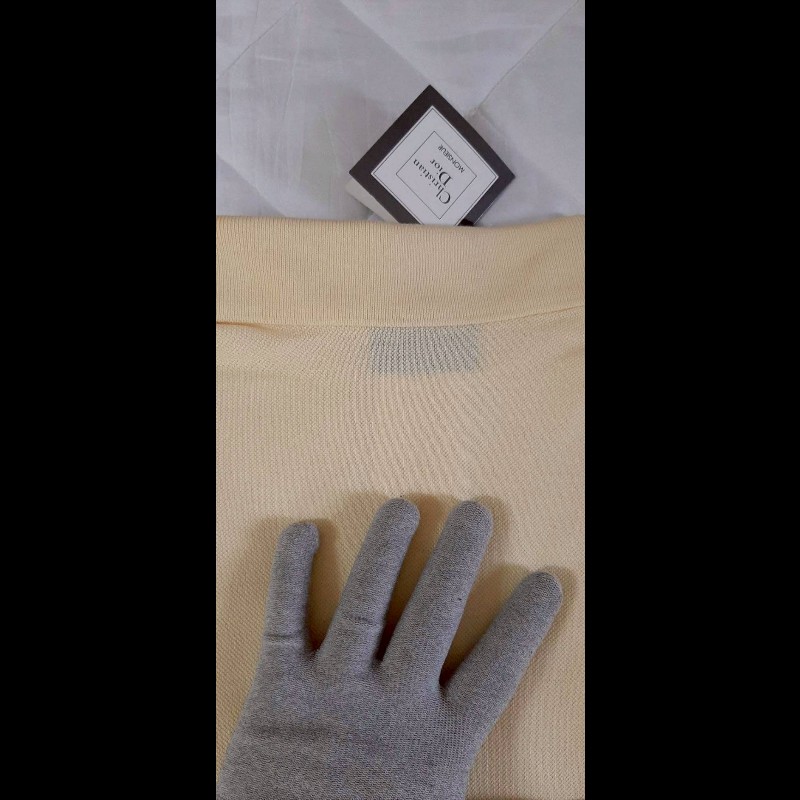 (義大利製MADE IN ITALY )全新CHRISTIAN DIOR克里斯汀 迪奧 MONSIEUR 稀少80年代復古 男鵝黃色透氣網眼布短袖POLO衫46號-3