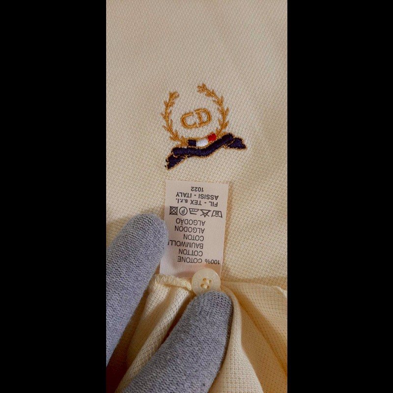 (義大利製MADE IN ITALY )全新CHRISTIAN DIOR克里斯汀 迪奧 MONSIEUR 稀少80年代復古 男鵝黃色透氣網眼布短袖POLO衫46號-6