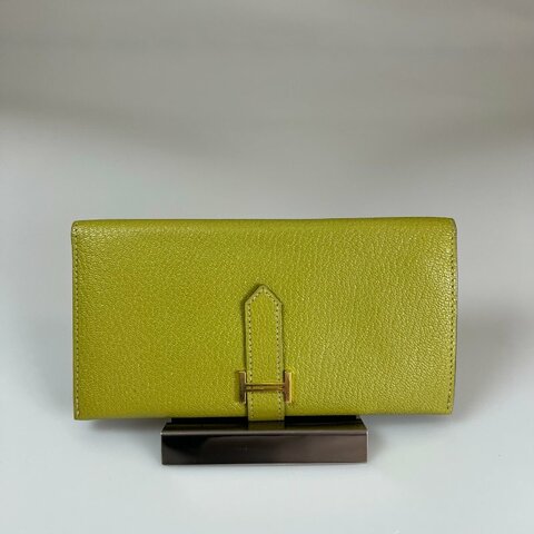 HERMES □Ｇ刻 綠色BEARN長夾