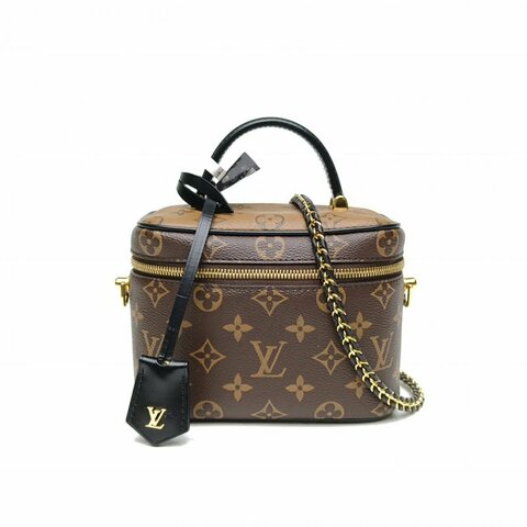 LOUIS VUITTON Vanity化妝包小號老花PVC金扣晶片肩背包
