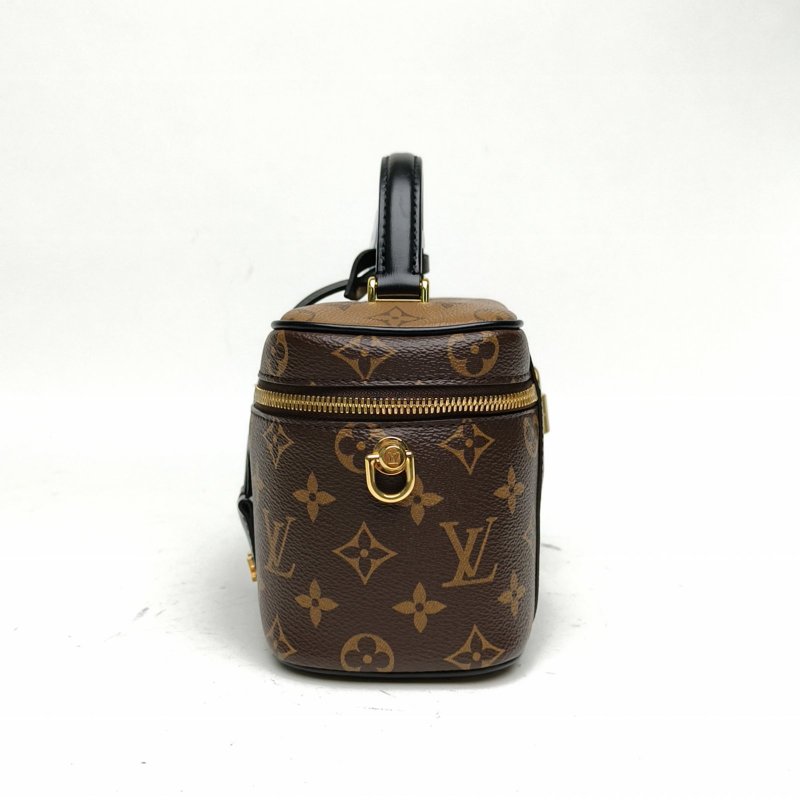 LOUIS VUITTON Vanity化妝包小號老花PVC金扣晶片肩背包-1