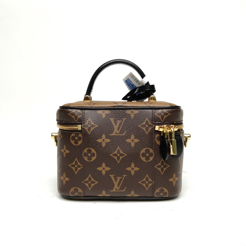 LOUIS VUITTON Vanity化妝包小號老花PVC金扣晶片肩背包-2