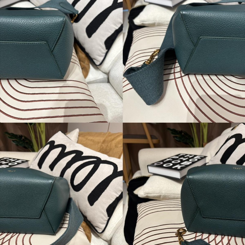 CELINE SANGLE small calfskin Shoulder Bag Green-9