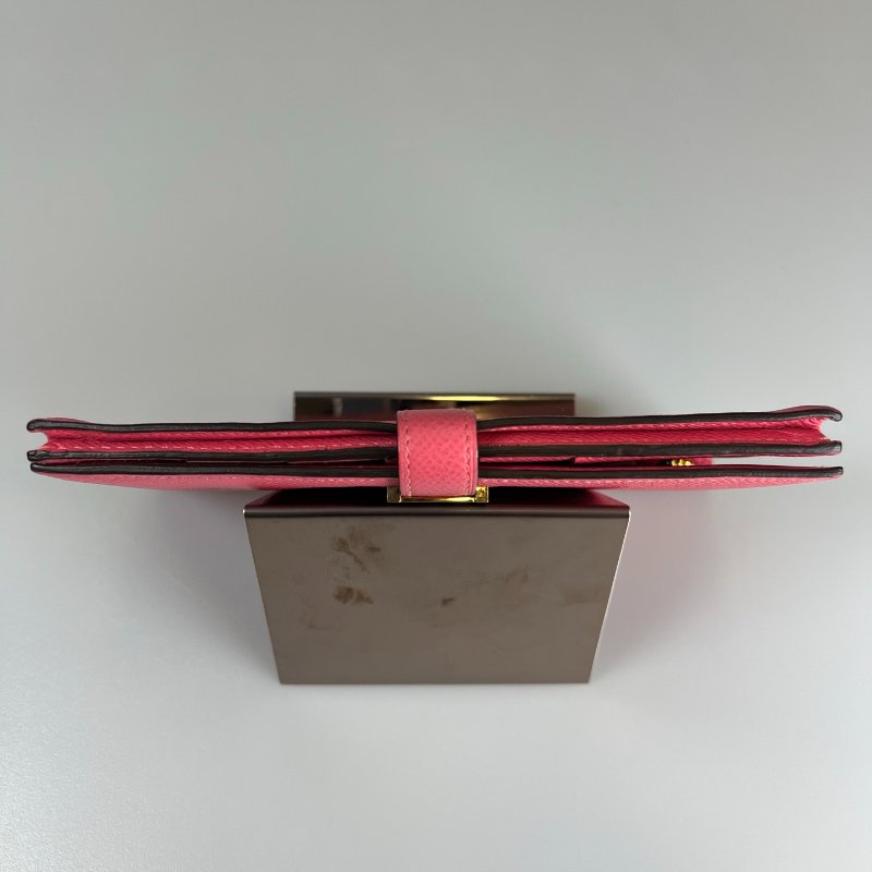 HERMES A刻 粉色BEARN長夾-4
