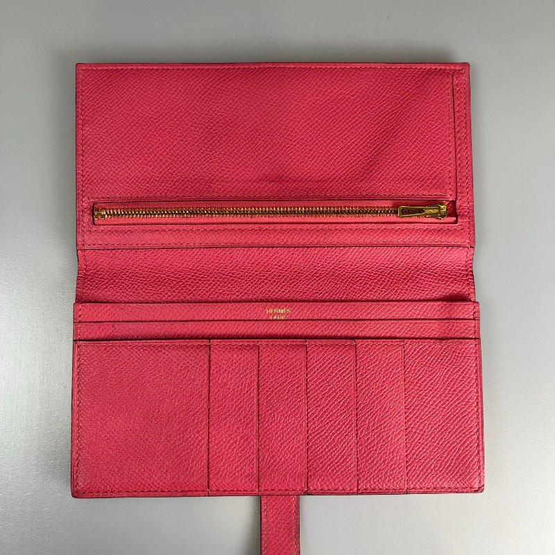 HERMES A刻 粉色BEARN長夾-6