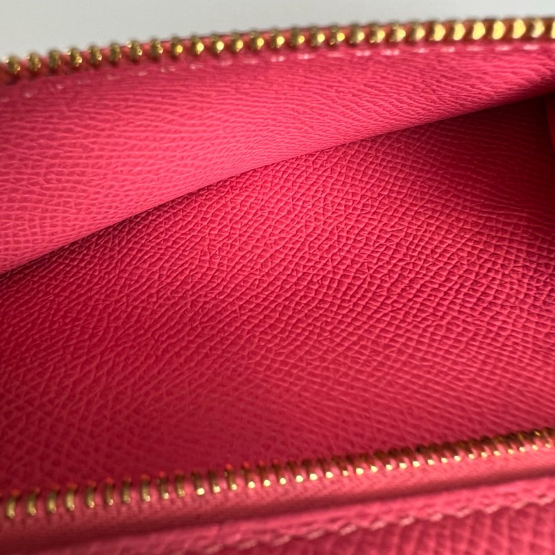HERMES A刻 粉色BEARN長夾-8