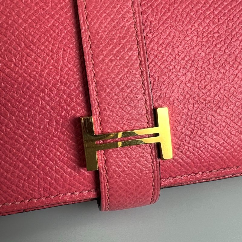 HERMES A刻 粉色BEARN長夾-9