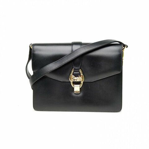 CELINE 黑色牛皮金扣中古馬車扣腋下包肩背包