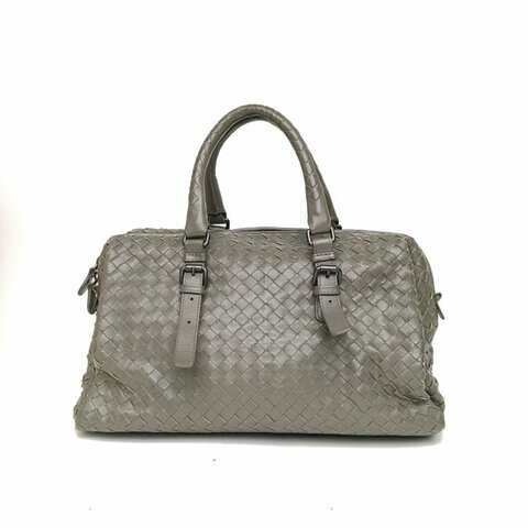 BOTTEGA VENETA 墨綠色羊皮編織手提包