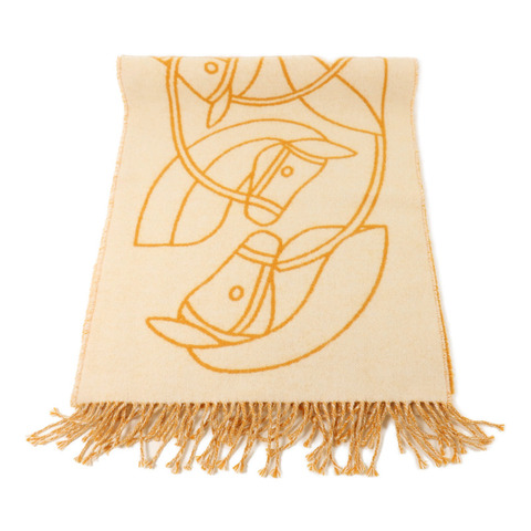 HERMES 羊絨Scarf圍巾Orange/Beige