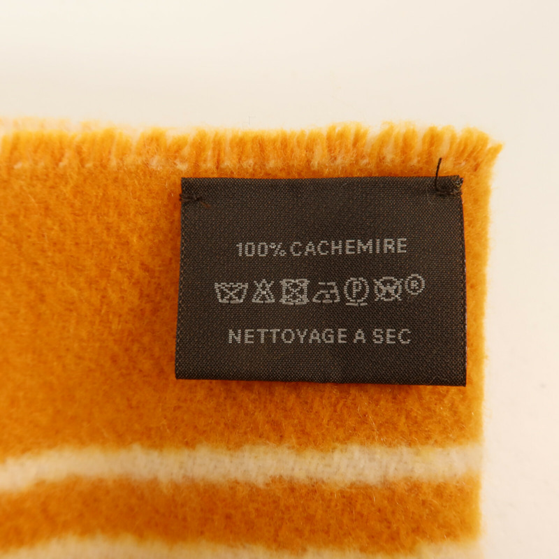 HERMES 羊絨Scarf圍巾Orange/Beige-5