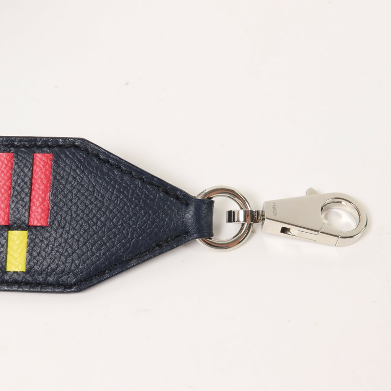 HERMES Epsom皮革Tressage Bag Strap肩背帶Navy/Red/Yellow-9