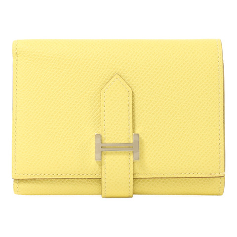 HERMES Epsom皮革Bearn Verso錢包Jaune Poussin/Craie