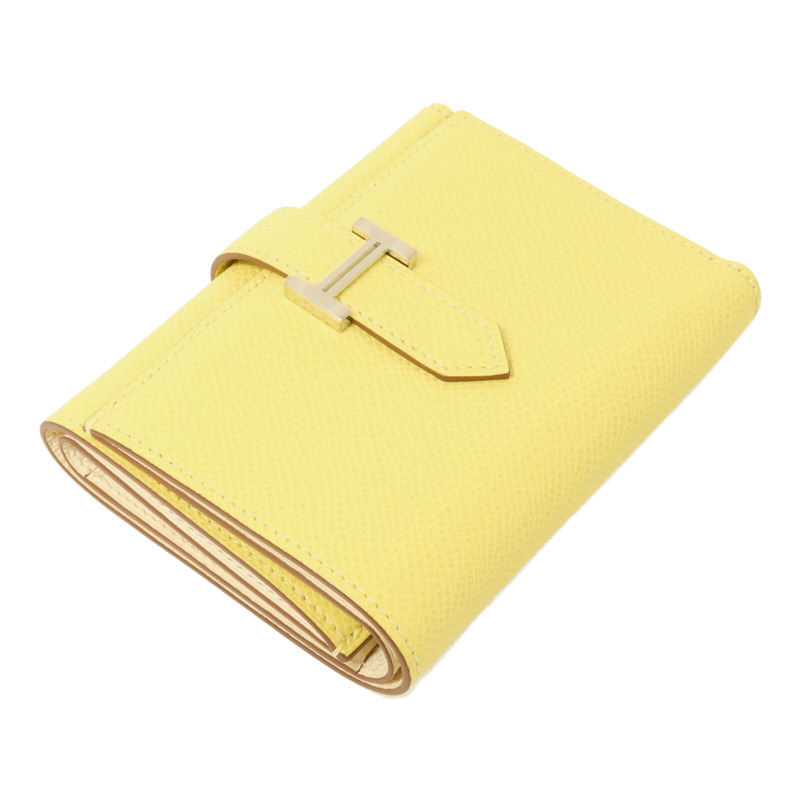 HERMES Epsom皮革Bearn Verso錢包Jaune Poussin/Craie-2