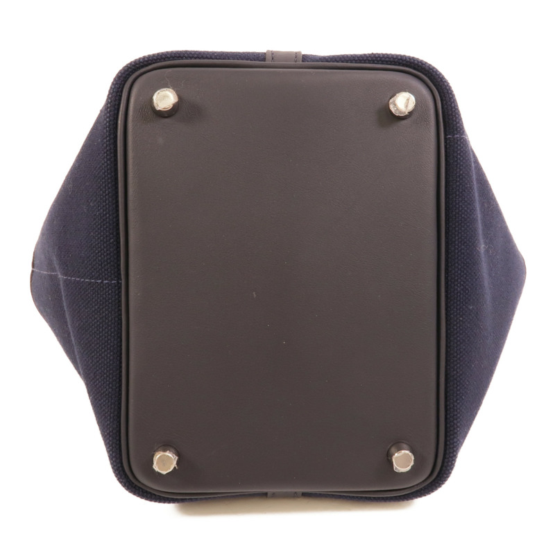 HERMES 帆布/皮革Picotin Cargo PM手挽袋Bleu Marine-3