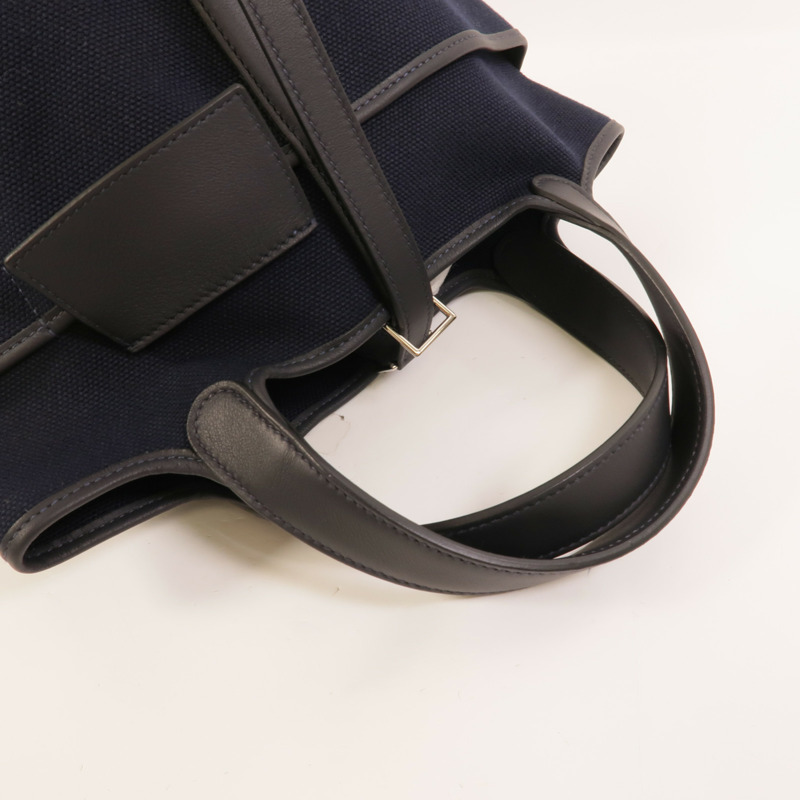 HERMES 帆布/皮革Picotin Cargo PM手挽袋Bleu Marine-5