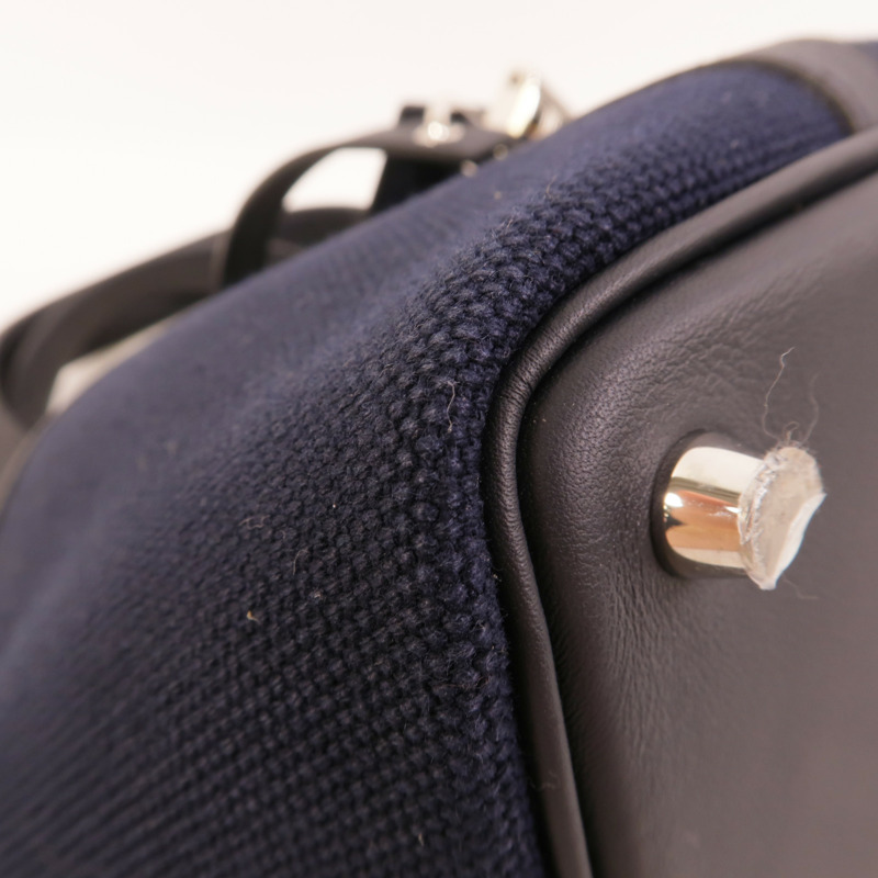 HERMES 帆布/皮革Picotin Cargo PM手挽袋Bleu Marine-10