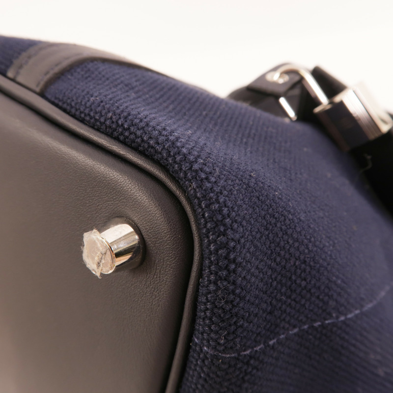 HERMES 帆布/皮革Picotin Cargo PM手挽袋Bleu Marine-11