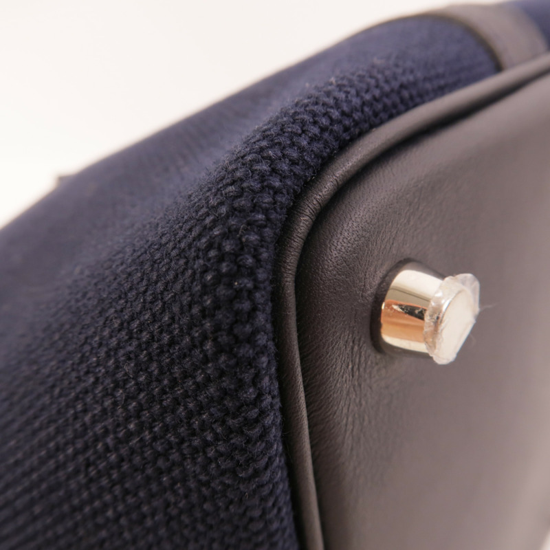 HERMES 帆布/皮革Picotin Cargo PM手挽袋Bleu Marine-12
