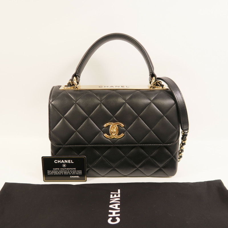 CHANEL 羊皮皮革Trendy CC Top Handle Bag鏈帶手挽肩背兩用袋-11