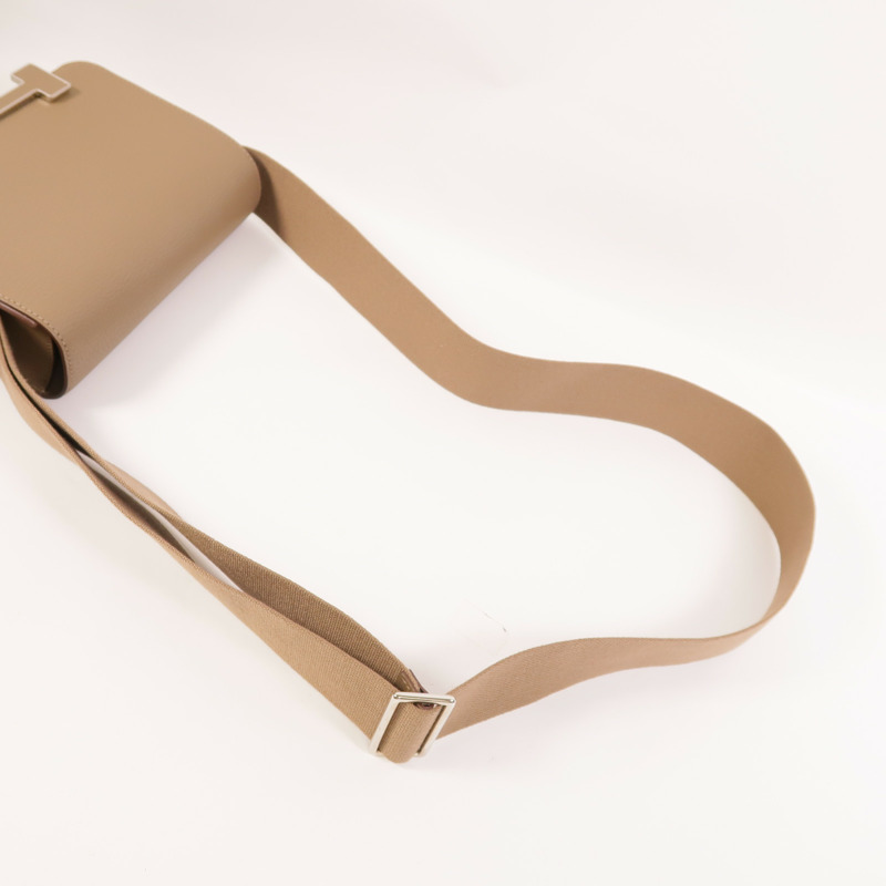 HERMES Chevre皮革Geta肩背袋Etoupe-5