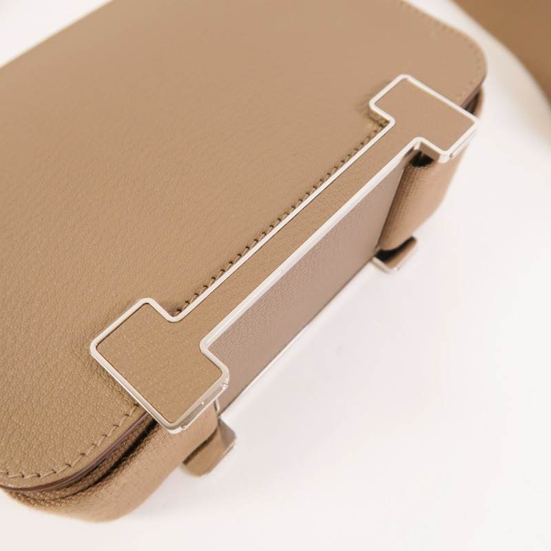 HERMES Chevre皮革Geta肩背袋Etoupe-6