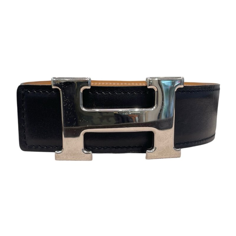 HERMES 愛馬仕 CONSTANCE BELT 38mm H皮帶 BOX皮 黑色 銀釦 SIZE:75-0