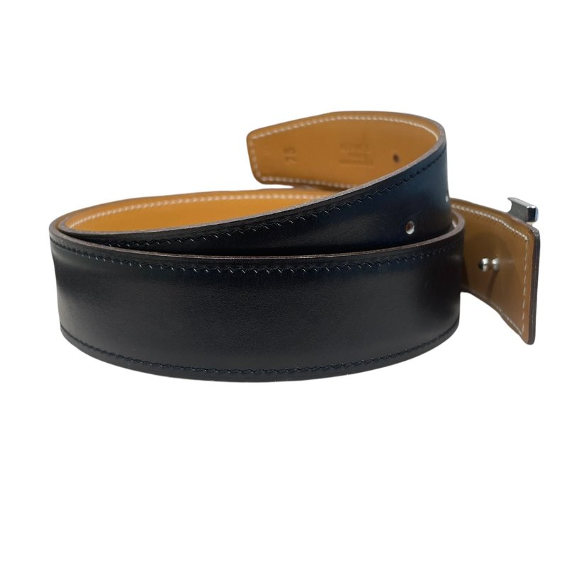 HERMES 愛馬仕 CONSTANCE BELT 38mm H皮帶 BOX皮 黑色 銀釦 SIZE:75-5