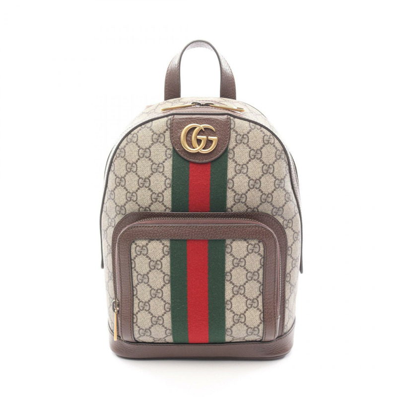 GUCCI Ophidia GG Supreme 雙肩包 547965 帆布皮革 米色 二手-0