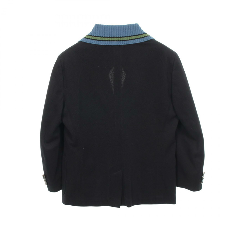GUCCI 標誌訂製棉質夾克,黑色多色,二手男士4碼-1