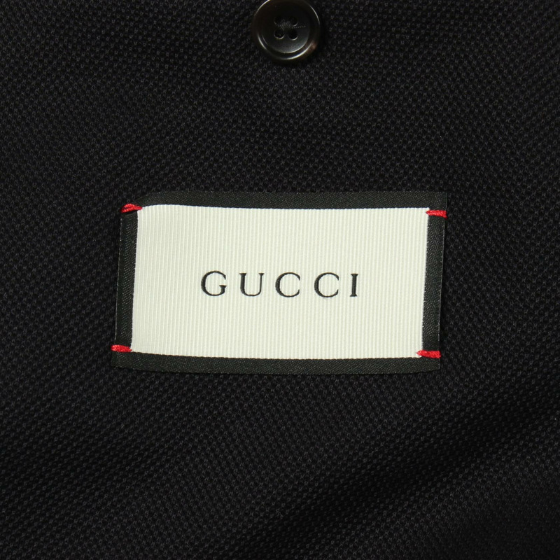 GUCCI 標誌訂製棉質夾克,黑色多色,二手男士4碼-2