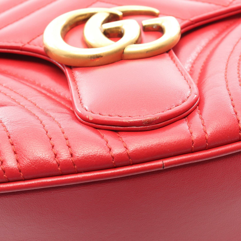 GUCCI GG Marmont 手提單肩包 498100 紅色皮革 二手 女士-11