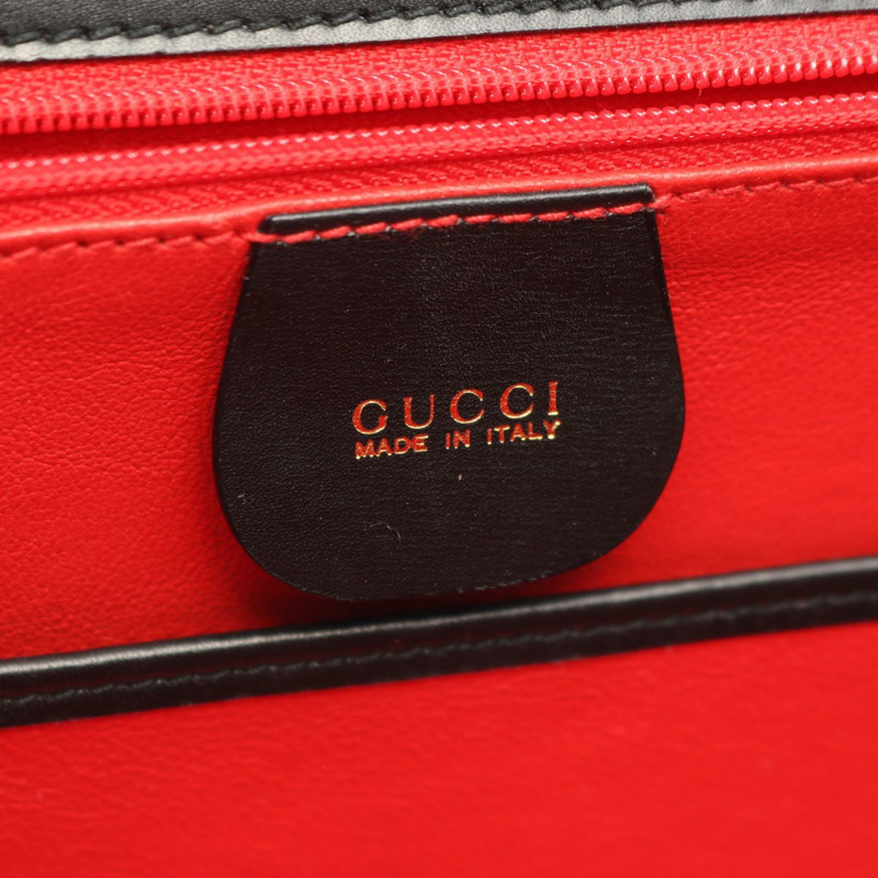 GUCCI 竹節單肩斜背包 黑色真皮二手女款-3