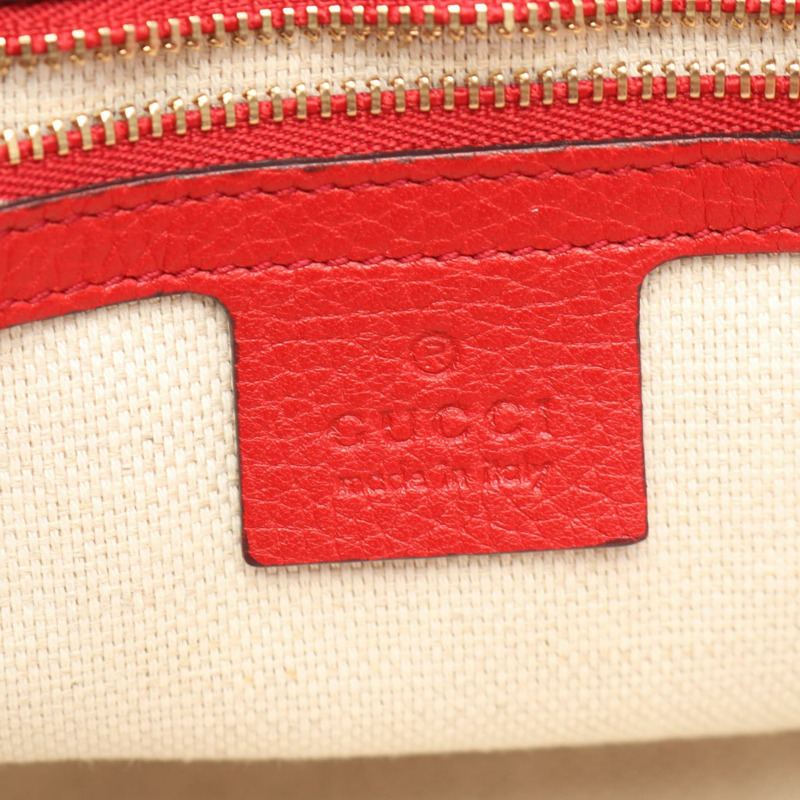 GUCCI Soho 互扣式 G 鏈條單肩斜背包 536224 紅色皮革 二手-3