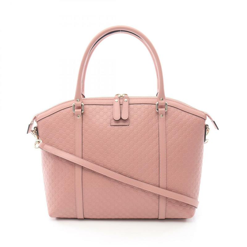 GUCCI Micro Guccissima 單肩手提包 449657 皮革 粉紅色 二手 女士-0