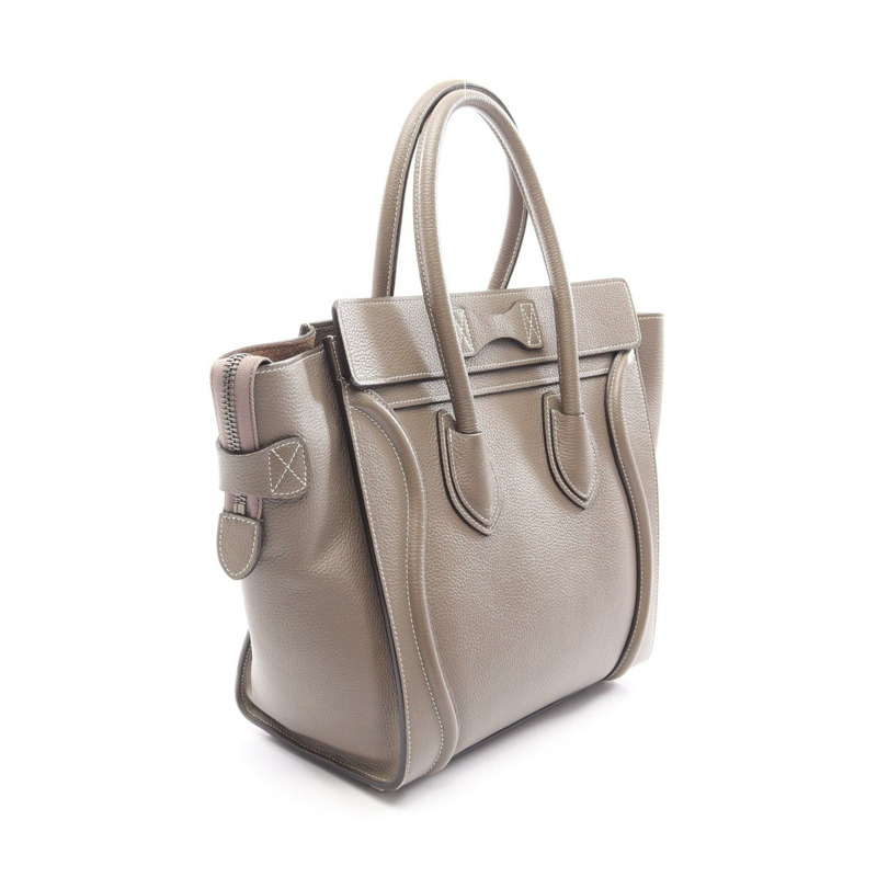 CELINE Luggage 迷你購物手提包，米色皮革，二手女款-1