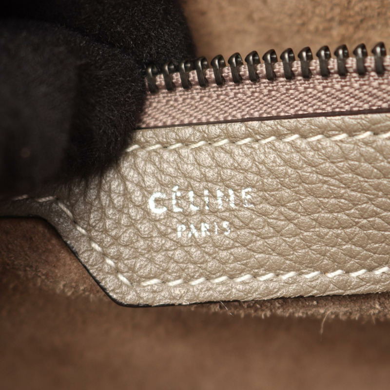 CELINE Luggage 迷你購物手提包，米色皮革，二手女款-3