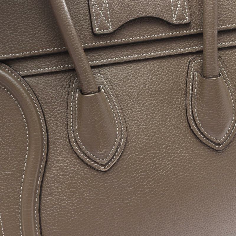 CELINE Luggage 迷你購物手提包，米色皮革，二手女款-12