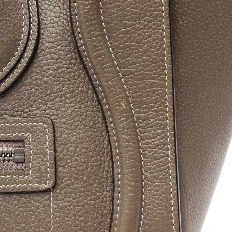 CELINE Luggage 迷你購物手提包，米色皮革，二手女款-13