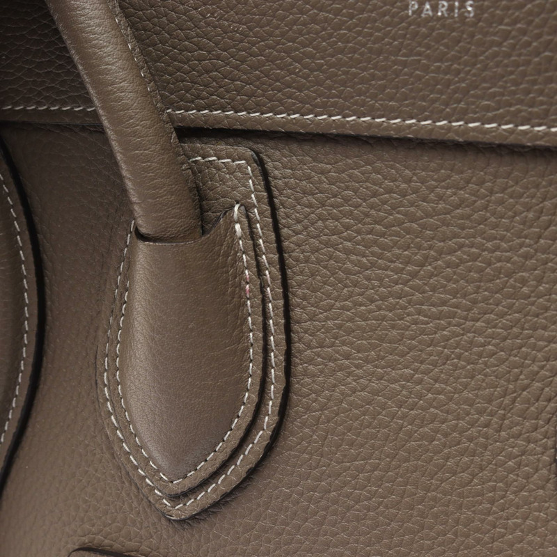 CELINE Luggage 迷你購物手提包，米色皮革，二手女款-14