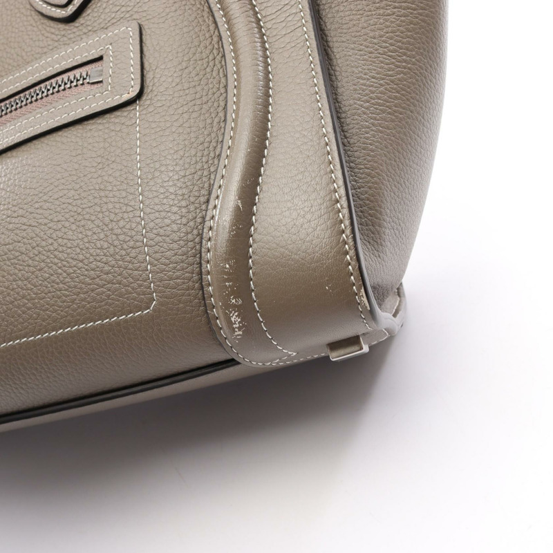 CELINE Luggage 迷你購物手提包，米色皮革，二手女款-16