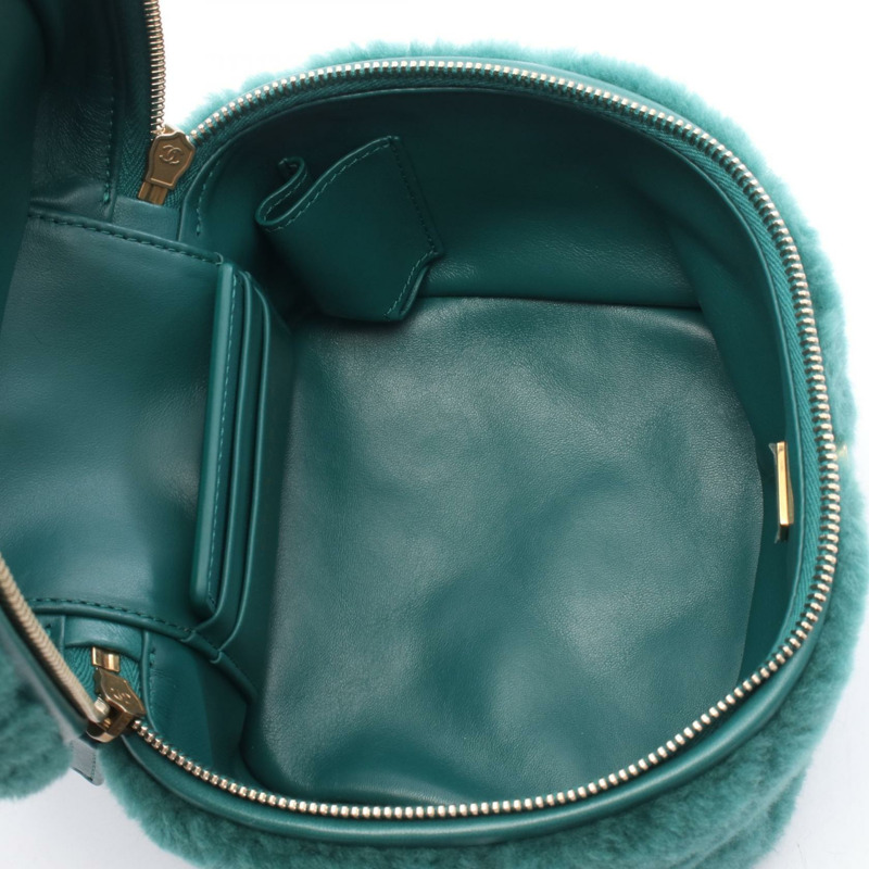 香奈兒 Matelasse Vanity 2WAY 肩背包 AS3357 皮革毛皮 綠色 GHW 二手-2