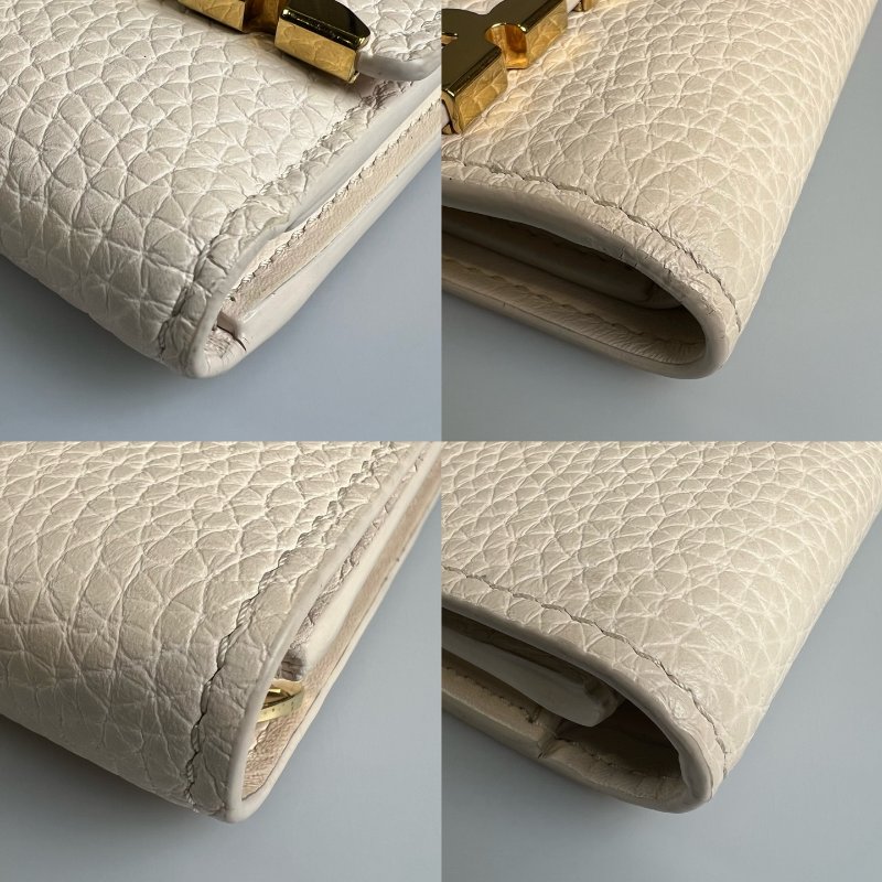 LV M11363/晶片款 白Capucines金屬邊三折中夾-15