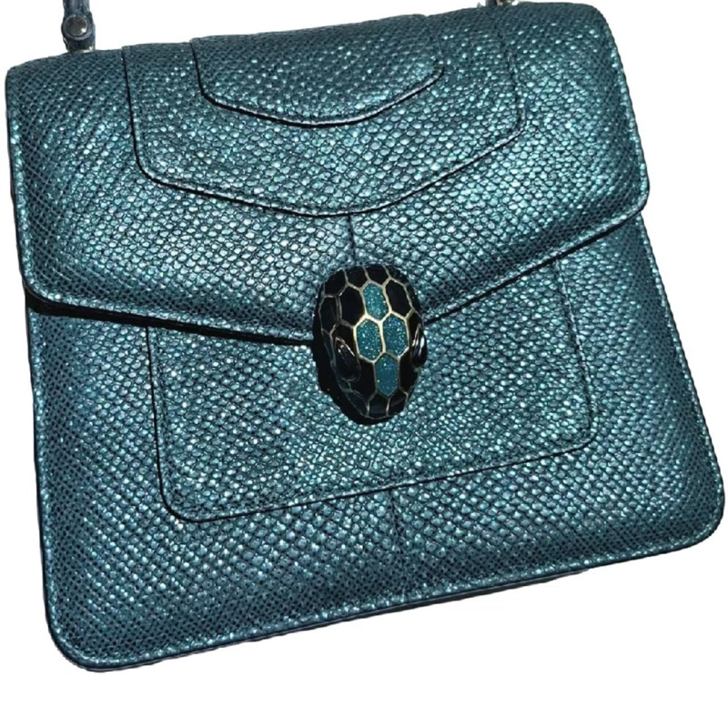 Bvlgari Serpenti Forever Emeral Green Color Onyx Shoulder Bag (80% New)-0