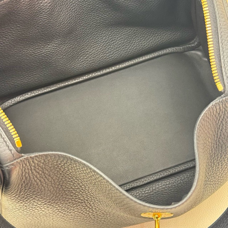 ✨99新 愛馬仕HERMES Lindy30手提包單肩包 黑色TC皮金扣Y刻 五金膜在-5