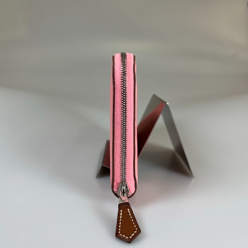 HERMES Y刻 粉色絲巾長夾-3
