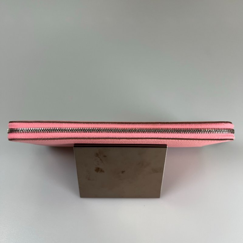 HERMES Y刻 粉色絲巾長夾-4