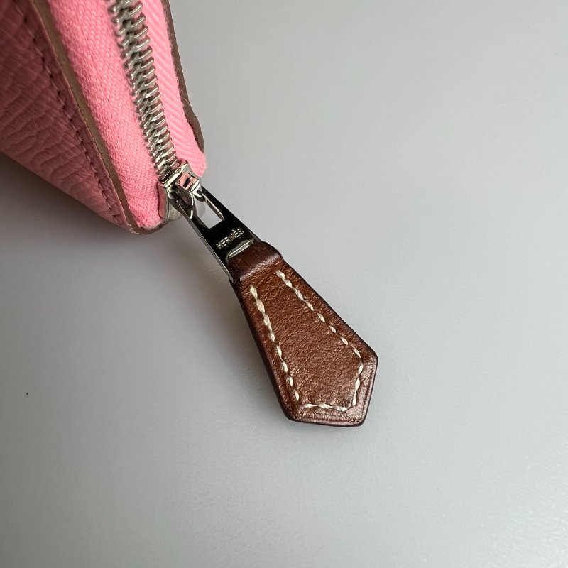 HERMES Y刻 粉色絲巾長夾-8