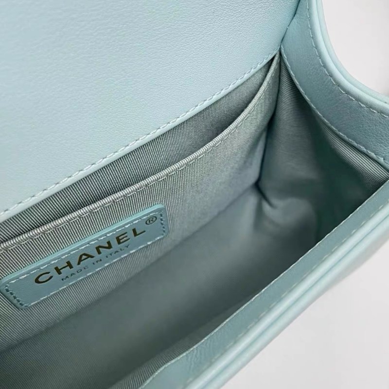 Chanel leboy小號  限量款 馬卡龍色 20*12*6 98新配件保卡塵袋-7