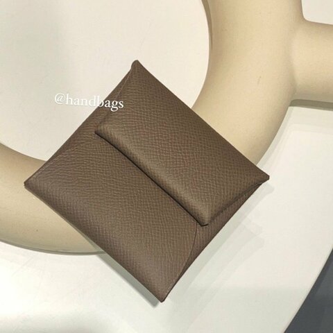 全新 HERMES BASTIA 18大象灰 EPSOM皮 方形 釦式 零錢包